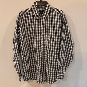 Brooks Brothers Black and White Checkered Button-Down Shirt Men's L